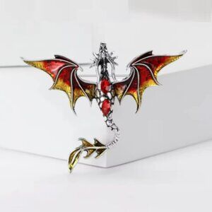 🍏50% OFF/3+...Flying Dragon Brooch/Pendant (Red)